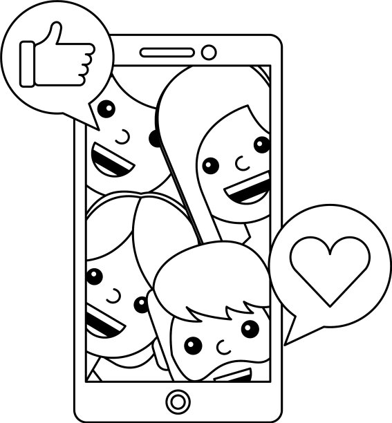 带有社区和表情符号的智能手机图片下载