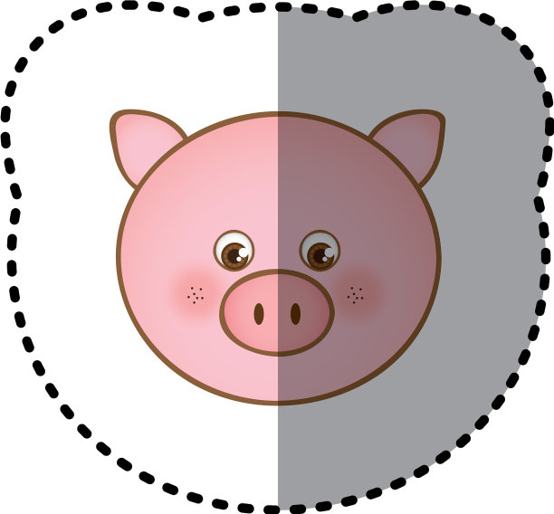 贴纸彩色的图片面对可爱的猪动物图片下载