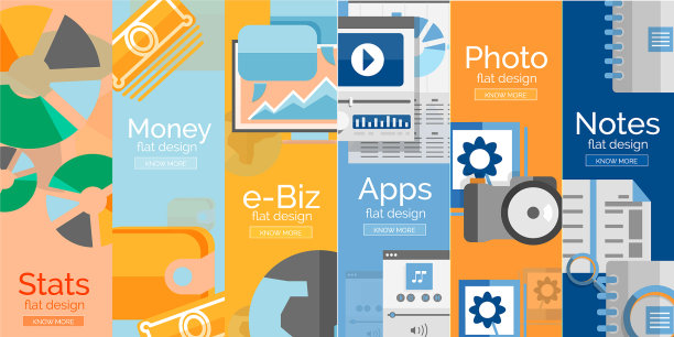 一组平面横幅概念图片下载