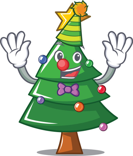 小丑圣诞树人物卡通图片下载