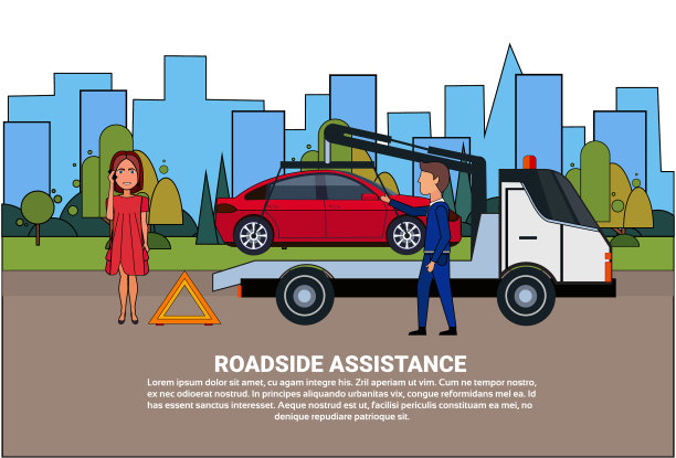 路边救援拖着损坏的汽车压在司机身上图片下载