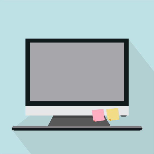 显示器PC平板风格与长影子图片下载