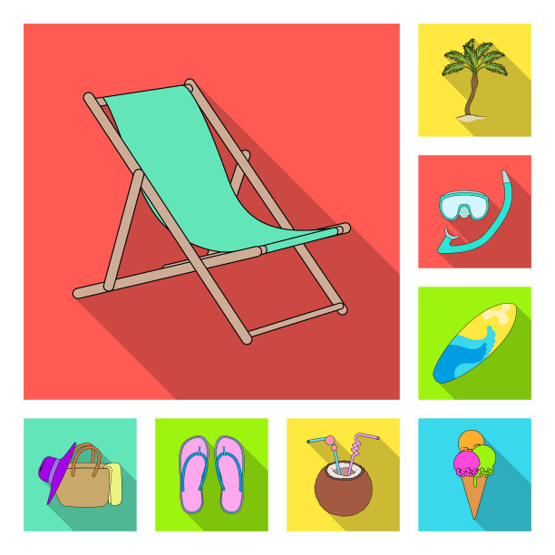 夏季休息平图标在集合集合图片下载