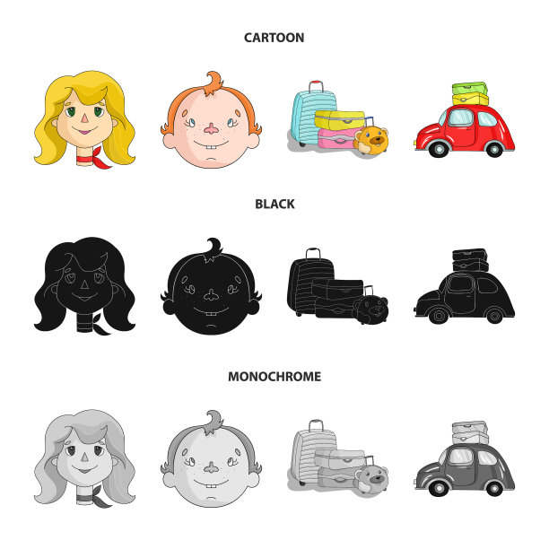 露营女男孩包家庭假日套装图片下载