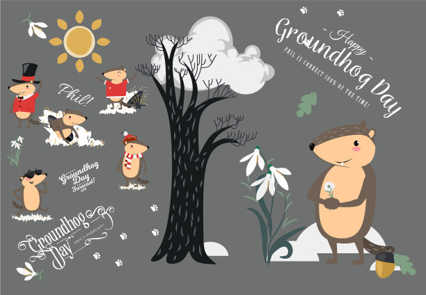 快乐的土拨鼠日设可爱的土拨鼠缸图片下载