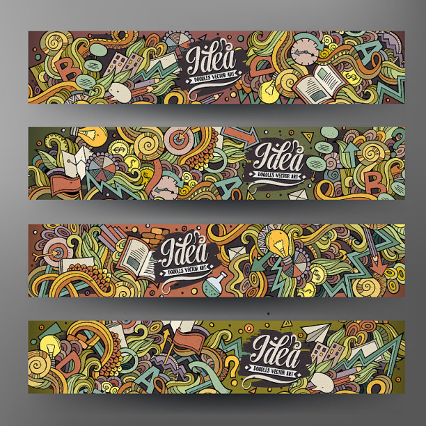 卡通手绘涂鸦创意横幅图片下载
