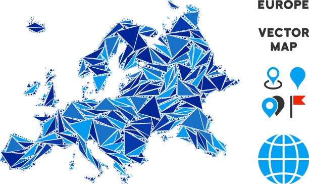 蓝三角欧洲地图图片下载