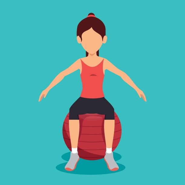 女人坐在球体健身房健身图片下载