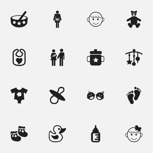一组16可编辑的婴儿图标包括符号图片下载