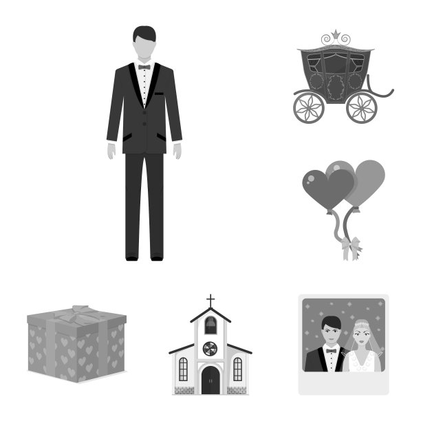婚礼和属性单色图标集图片下载