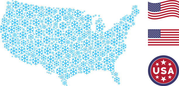 美国地图风格化的雪花图片下载
