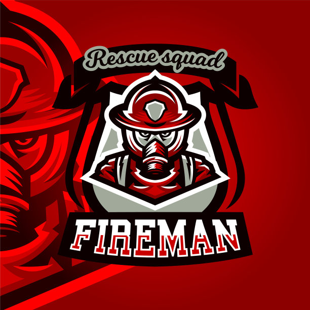 彩色的标志，象征一个消防队员的贴纸图片下载