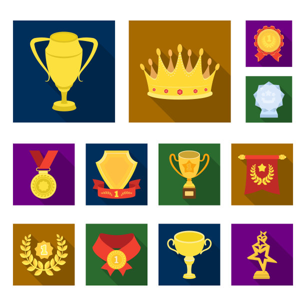 奖项和奖杯平面图标集合图片下载