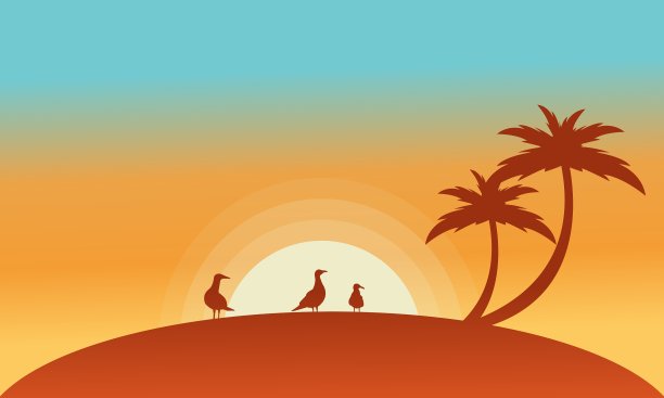 景观鸟和手掌的剪影图片下载