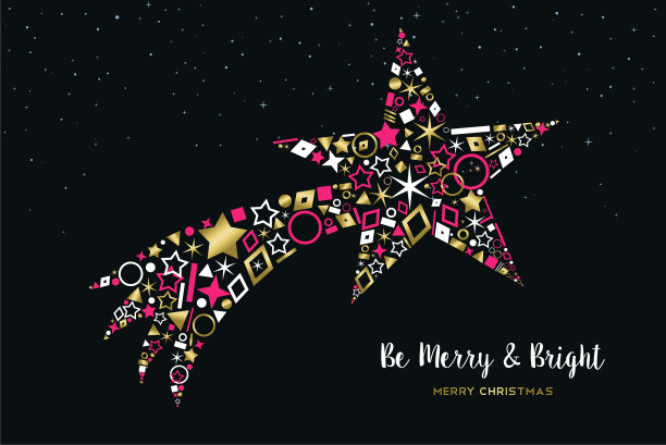 圣诞流星制成的金色图标集图片下载