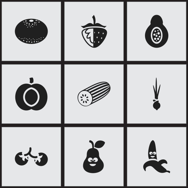 一套9可编辑的食物图标包括符号图片下载