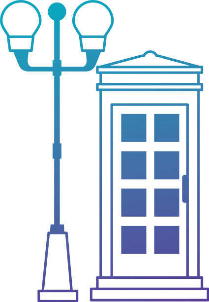 挂着公园灯的电话亭图片下载