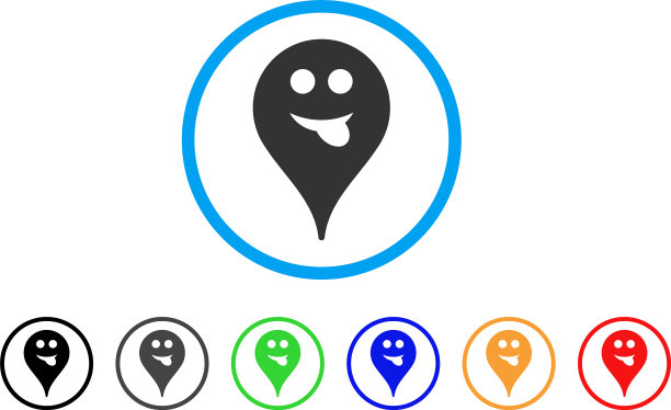 舌头微笑地图标记圆形图标图片下载