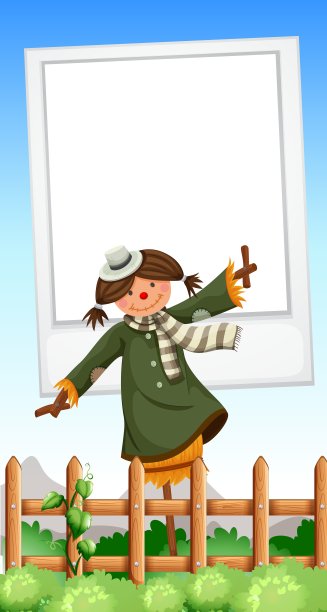 纸模板与稻草人在花园里图片下载