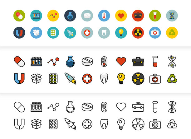 黑色彩色轮廓细描边线条图标图片下载