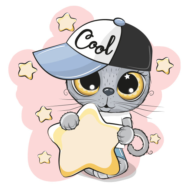 在星星的背景上有星星的小猫图片下载