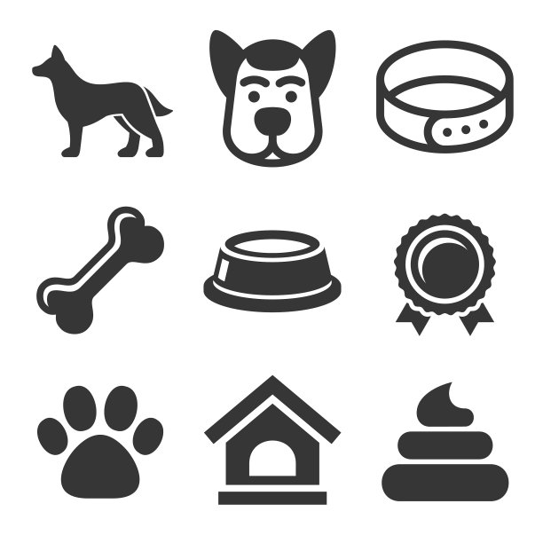 白色背景上的狗图标合集图片下载