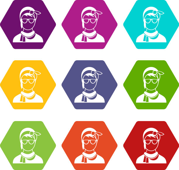 潮女人图标设置颜色六面体图片下载