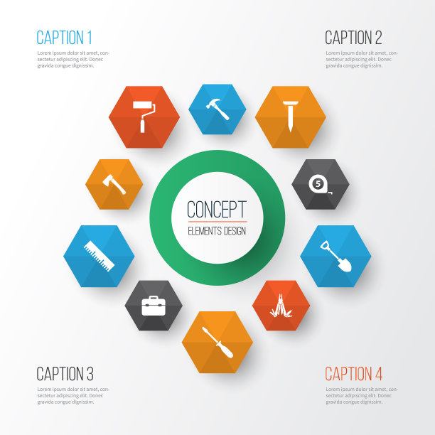 手动工具图标集合的标尺挖掘图片下载
