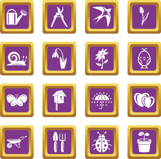 春季图标设置紫色方形图片下载