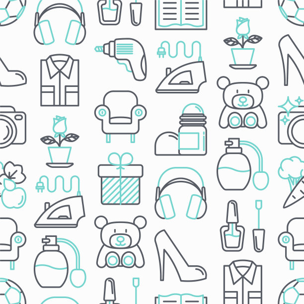 超市无缝模式与细线图标图片下载