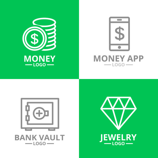 货币和银行现金钻石硬币Logo图片下载