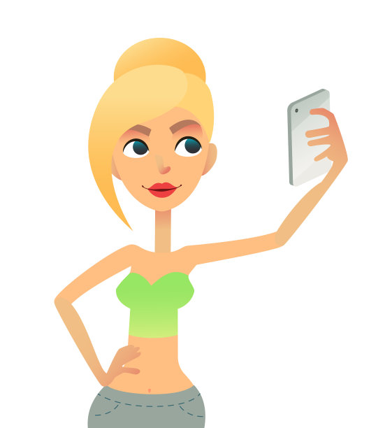 快乐的年轻女子在前面自拍图片下载