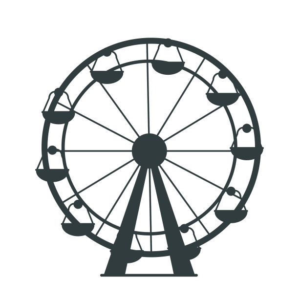 黑色的摩天轮和很多出租车的剪影图片下载