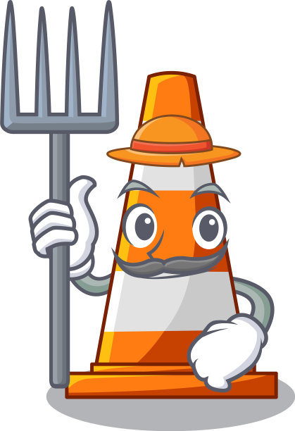 农民交通锥在道路卡通形状图片下载