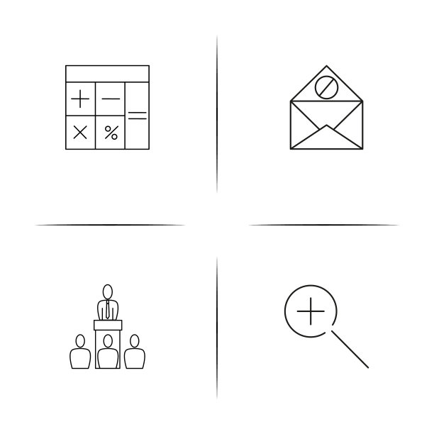 办公室简单的线性图标设置简单的轮廓图标图片下载