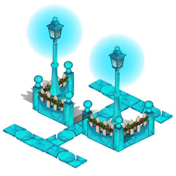 公园里的冰路、路灯柱和木头图片下载