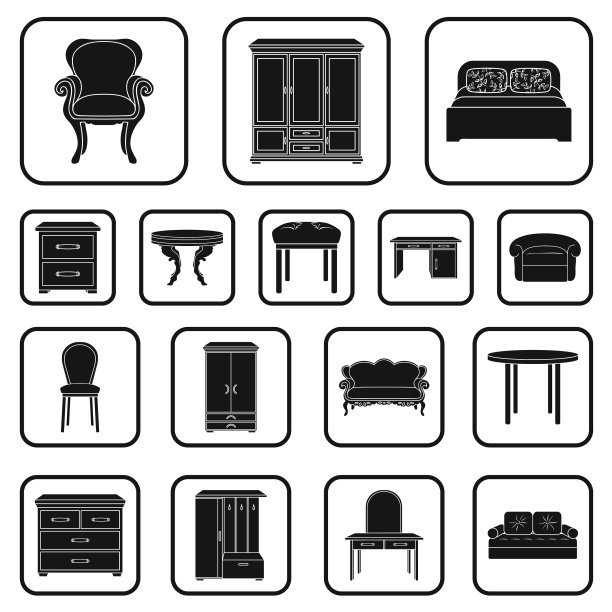 家具和室内黑色图标设置图片下载