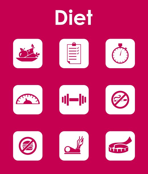 一组简单的饮食图标图片下载