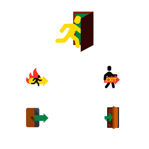 图标平面紧急出口紧急入口应急组图片下载