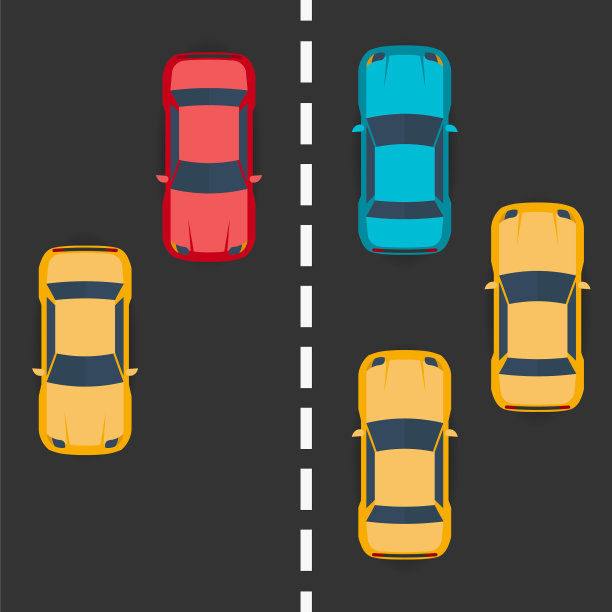 高速公路交通概念与俯视图汽车上图片下载