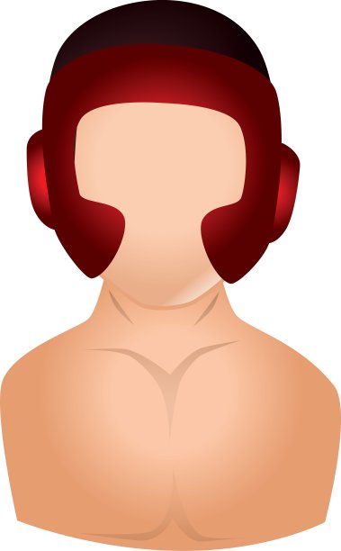 拳击手剪影头像与头盔图标图片下载