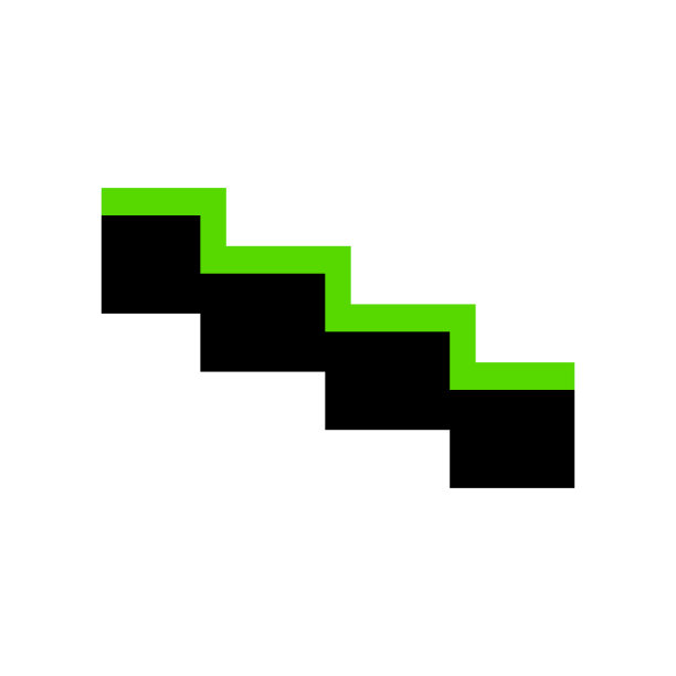 楼梯下来标志绿色3d图标与黑色图片下载