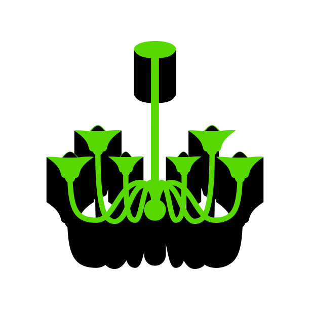 简单的吊灯标志绿色3d图标图片下载