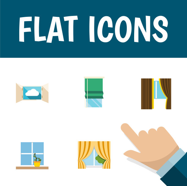 平面图标窗口设置的云玻璃花盆图片下载