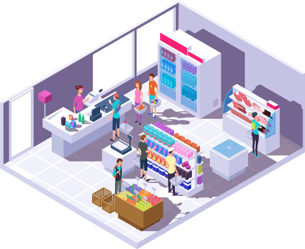 等距杂货店室内超市图片下载