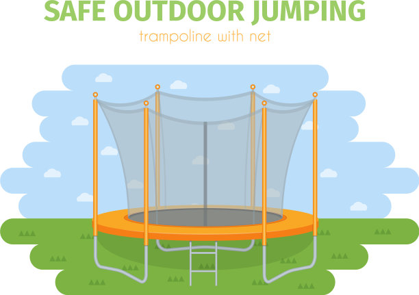 蹦床平面逼真的跳跃图标图片下载