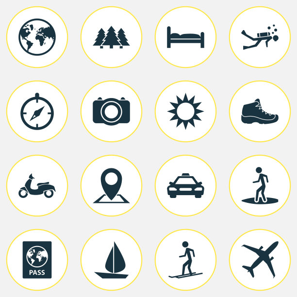 旅程图标设置与滑雪帆罗盘和图片下载