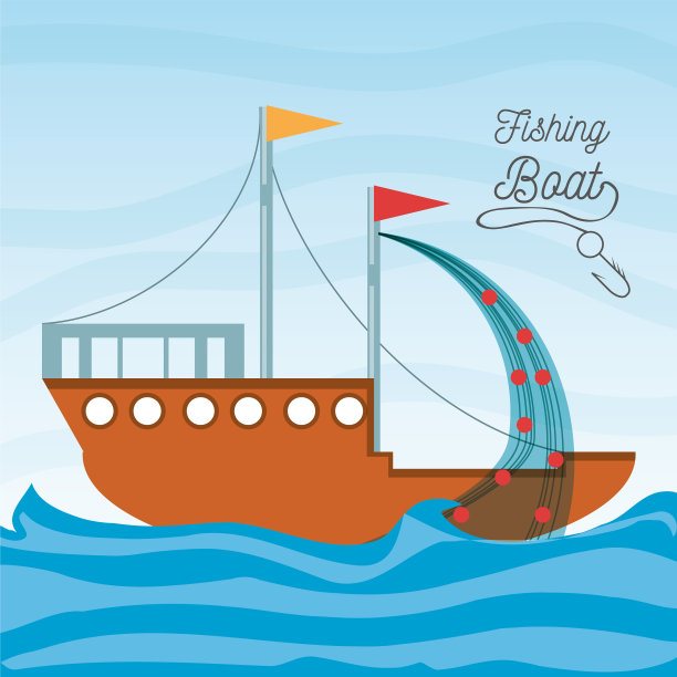 用渔网在海上航行图片下载