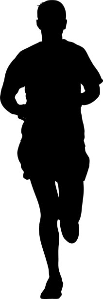 身穿黑色剪影的跑步者在与身穿白色衣服的男子赛跑图片下载