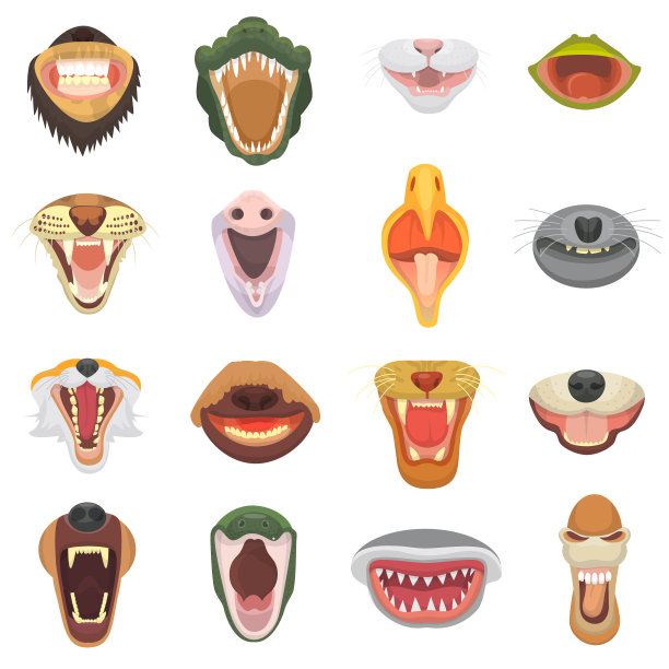 动物张开的嘴巴，有牙齿或尖牙图片下载